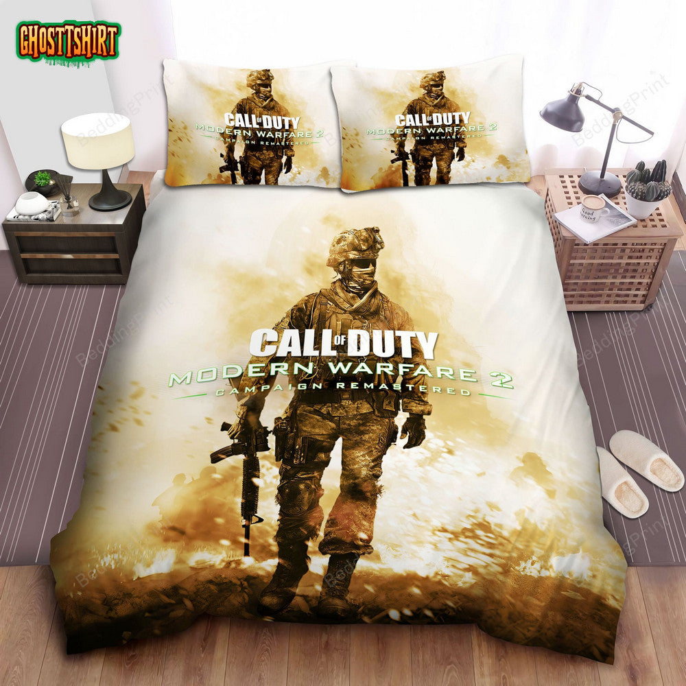 Call Of Duty, Modern Warfare 2 Alone Soldier Bed Sheets Duvet Cover Bedding Set