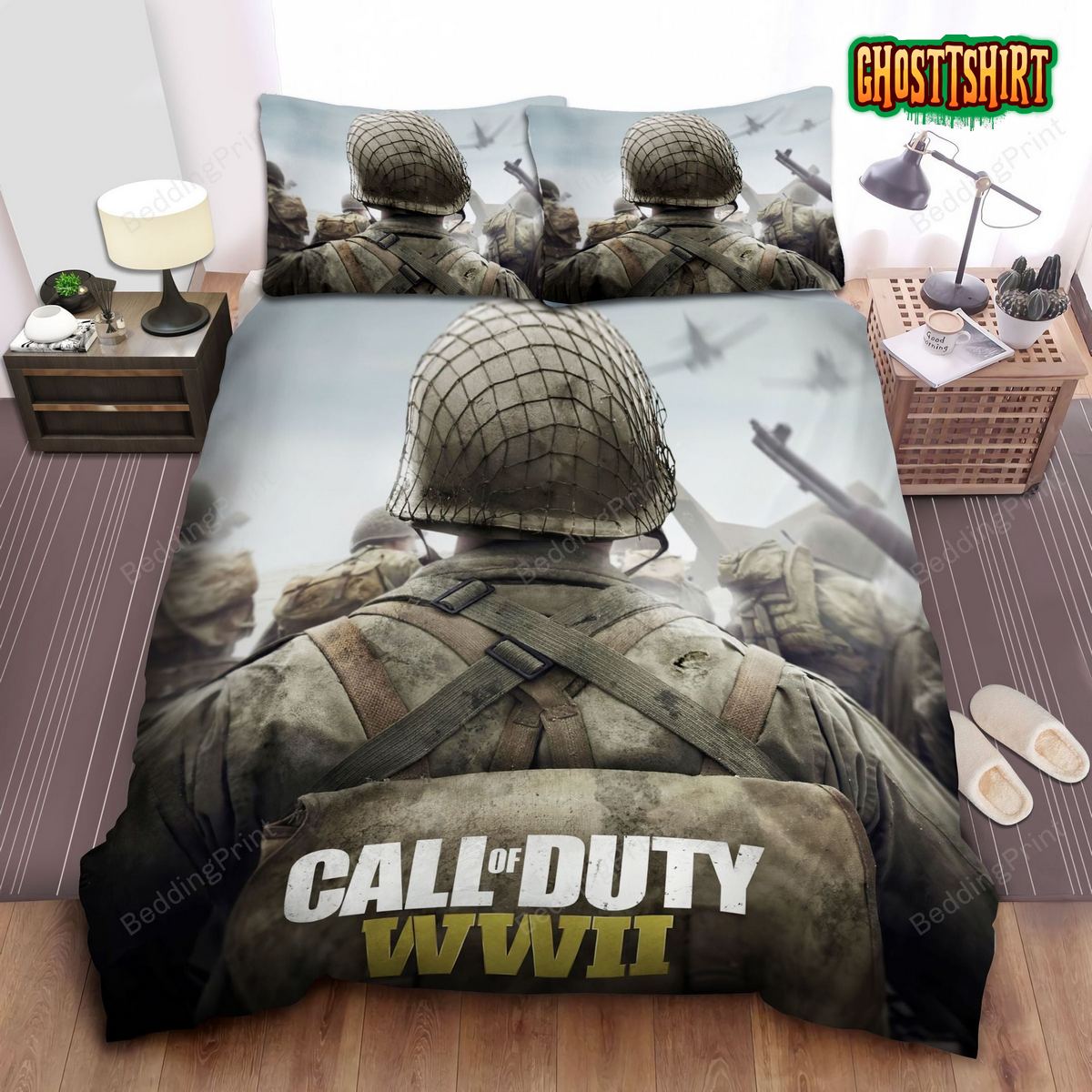 Call Of Duty, On Soldier's Backpack Bed Sheets Duvet Cover Bedding Set