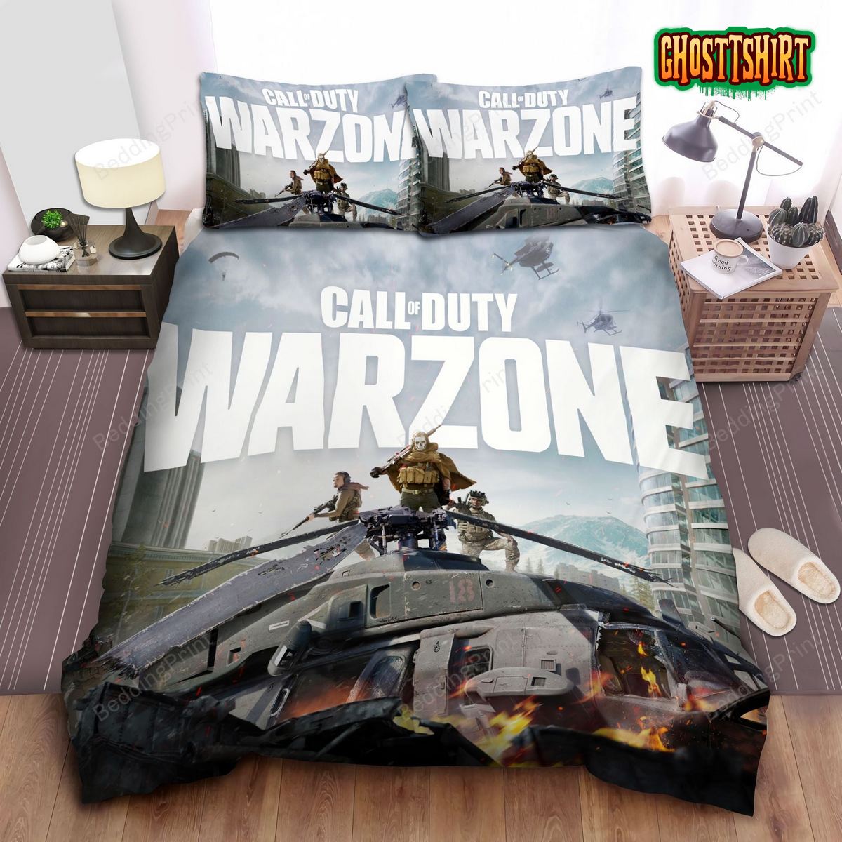 Call Of Duty, War Zone Helicopter Bed Sheets Duvet Cover Bedding Set