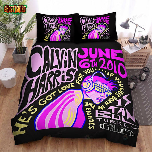 Calvin Harris Concert Poster Bed Sheets Spread Comforter Duvet Cover Bedding Set