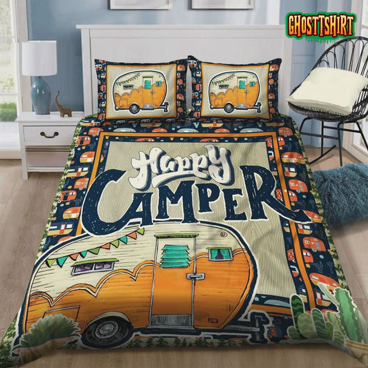 Camping Being A Happy Camper Bed Sheets Duvet Cover Bedding Set