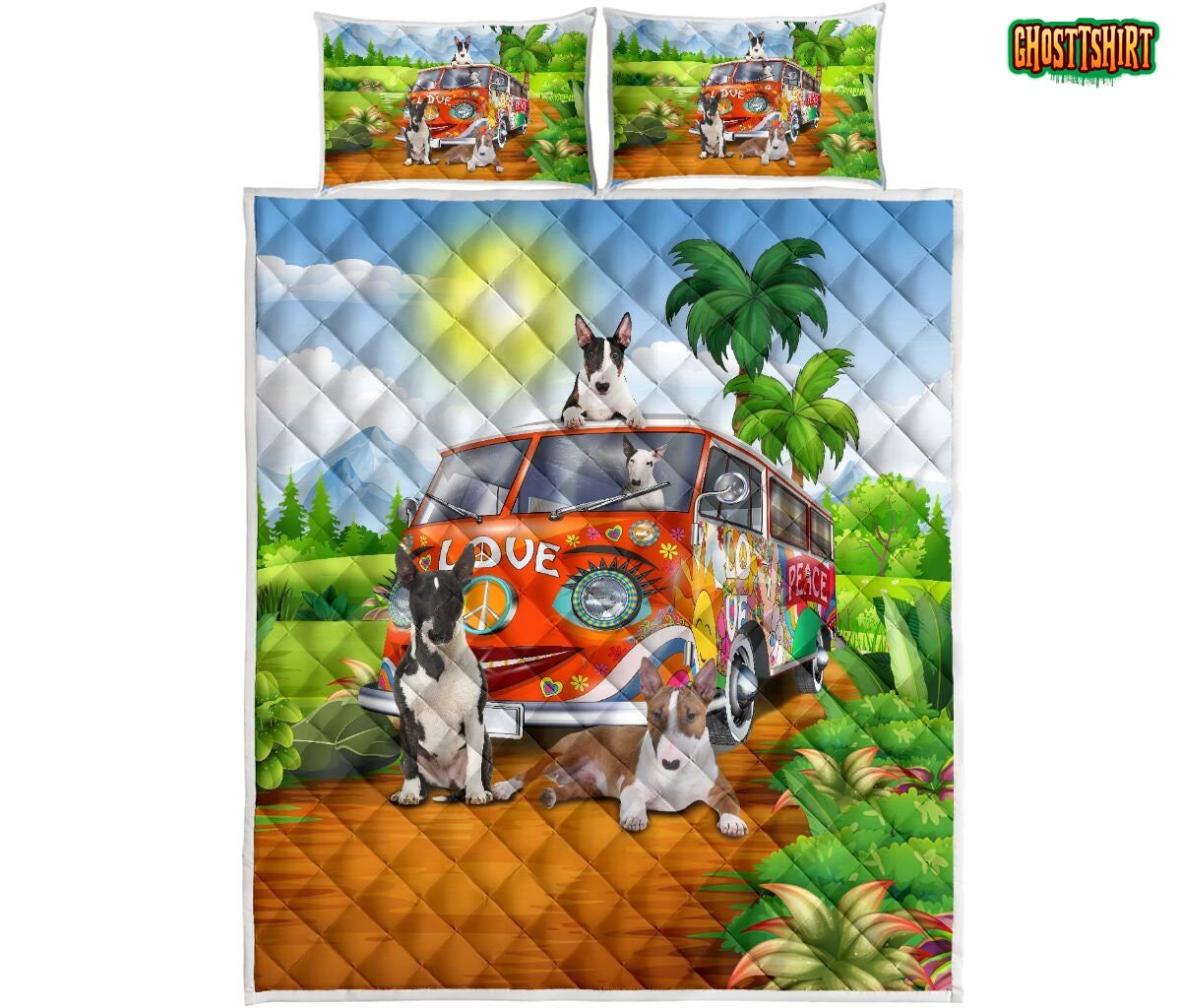 Camping Bull Terrier Bedding Set
