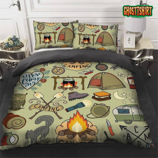 Camping Campfire Things Bed Sheets Duvet Cover Bedding Set