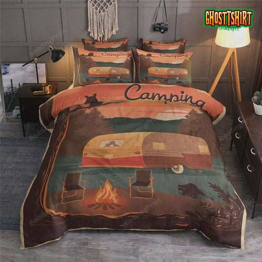 Camping Car And Campfire Bed Sheets Duvet Cover Bedding Set