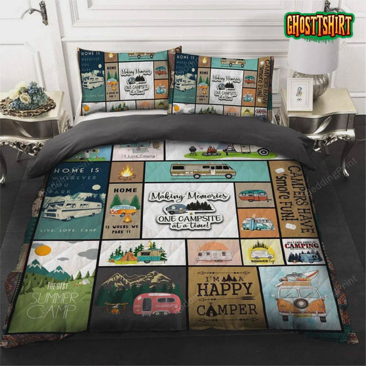 Camping Memories On Campsite At A Time Bed Sheets Duvet Cover Bedding Set