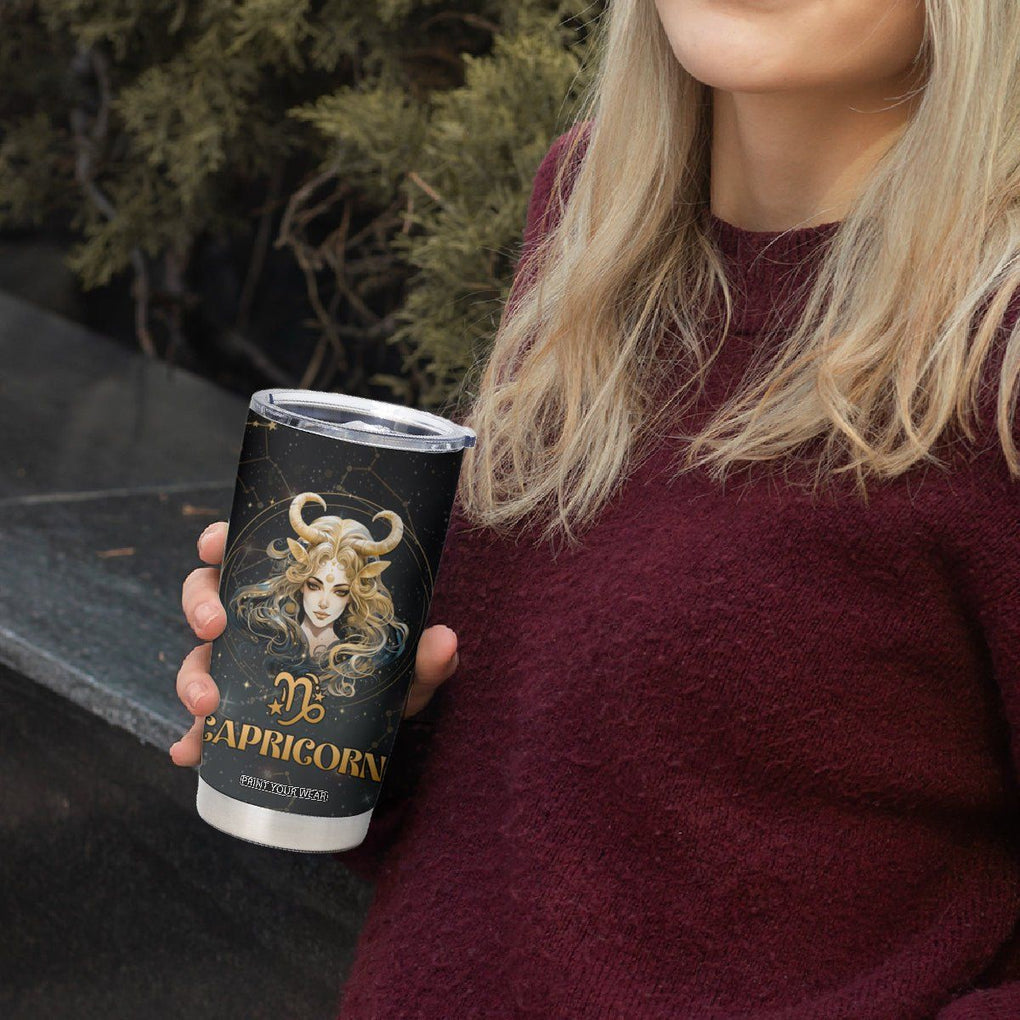 Capricorn Zodiac Tumbler Cup Celestial Constellation Astrology Horoscope Galaxy TB02