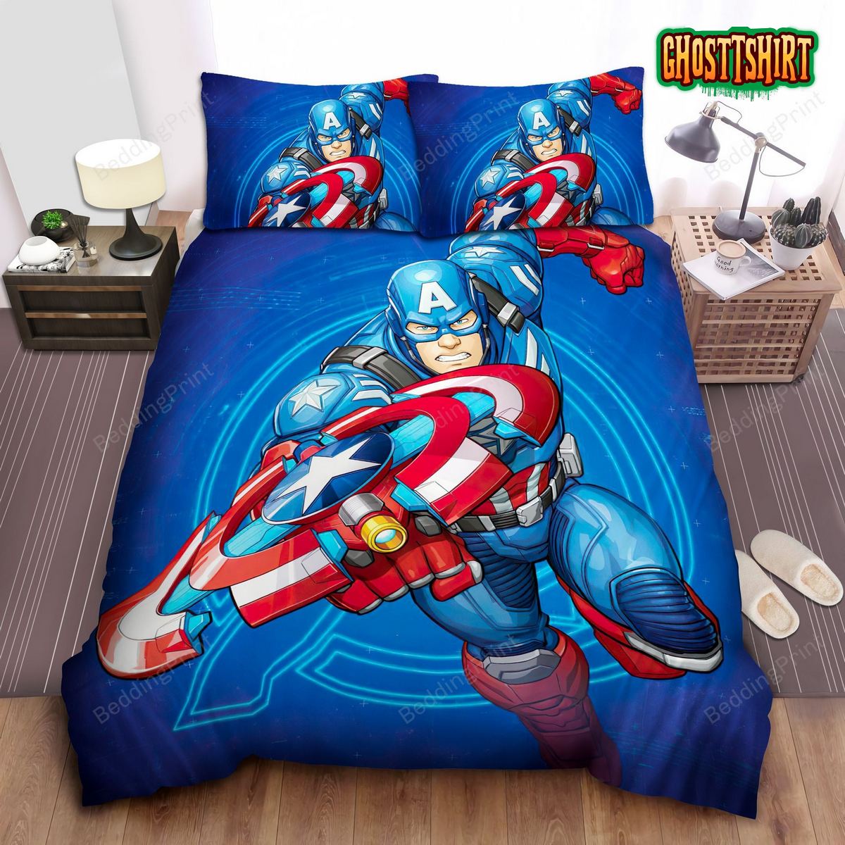 Captain America Comic Bed Sheets Duvet Cover Bedding Set
