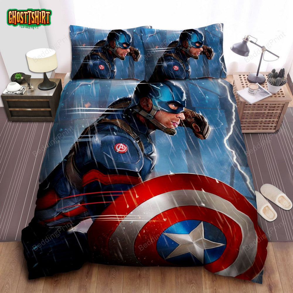 Captain America Fighting Bed Sheets Duvet Cover Bedding Set