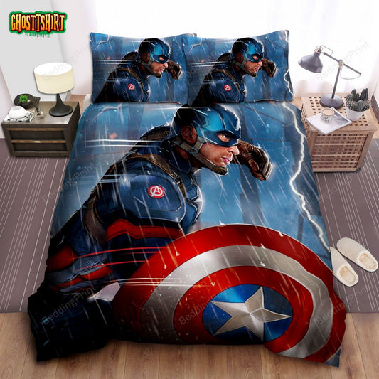 Captain America Fighting Bed Sheets Duvet Cover Bedding Set