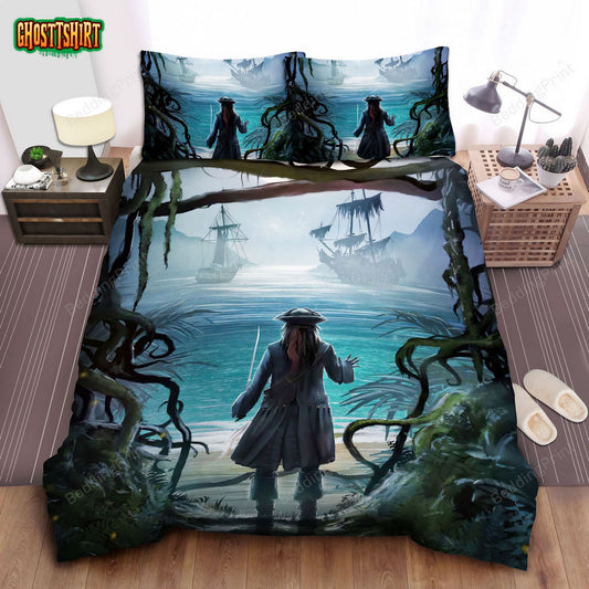 Captain Jack Sparrow And The Ghost Ships Bed Sheets Duvet Cover Bedding Set