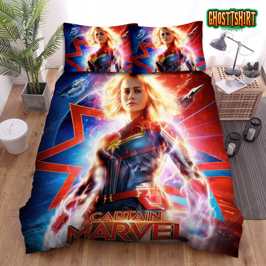 Captain Marvel Original Movie Poster Bed Sheets Duvet Cover Bedding Set