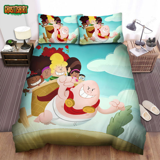 Captain Underpants Carrying Friends Poster Bed Sheets Spread Duvet Cover Bedding Set