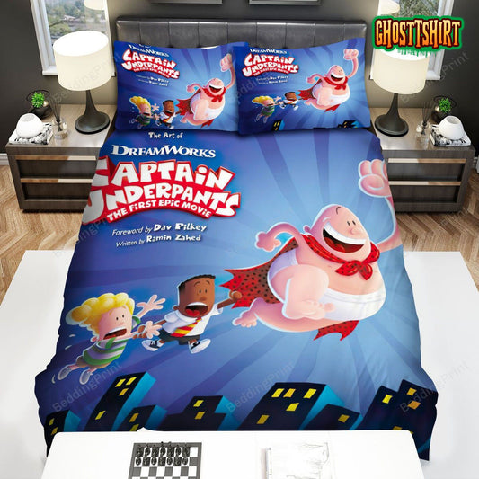 Captain Underpants Flying With Friends Bed Sheets Duvet Cover Bedding Set