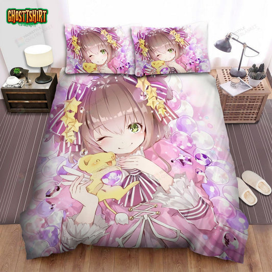 Cardcaptor Sakura Bubbles Cute Anime Girl Bed Sheets Spread Comforter Duvet Cover Bedding Set