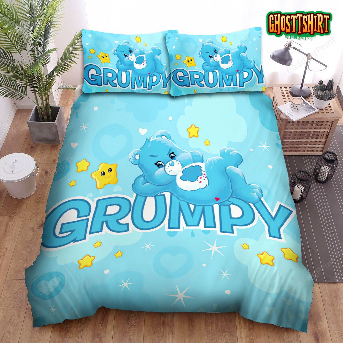 Care Beers Grumpy Bear & Stars Bed Sheets Duvet Cover Bedding Set
