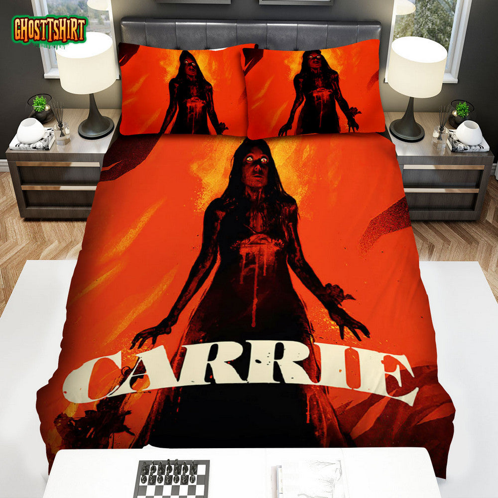 Carrie (1976) Movie Illustration 4 Bed Sheets Spread Comforter Duvet Cover Bedding Set