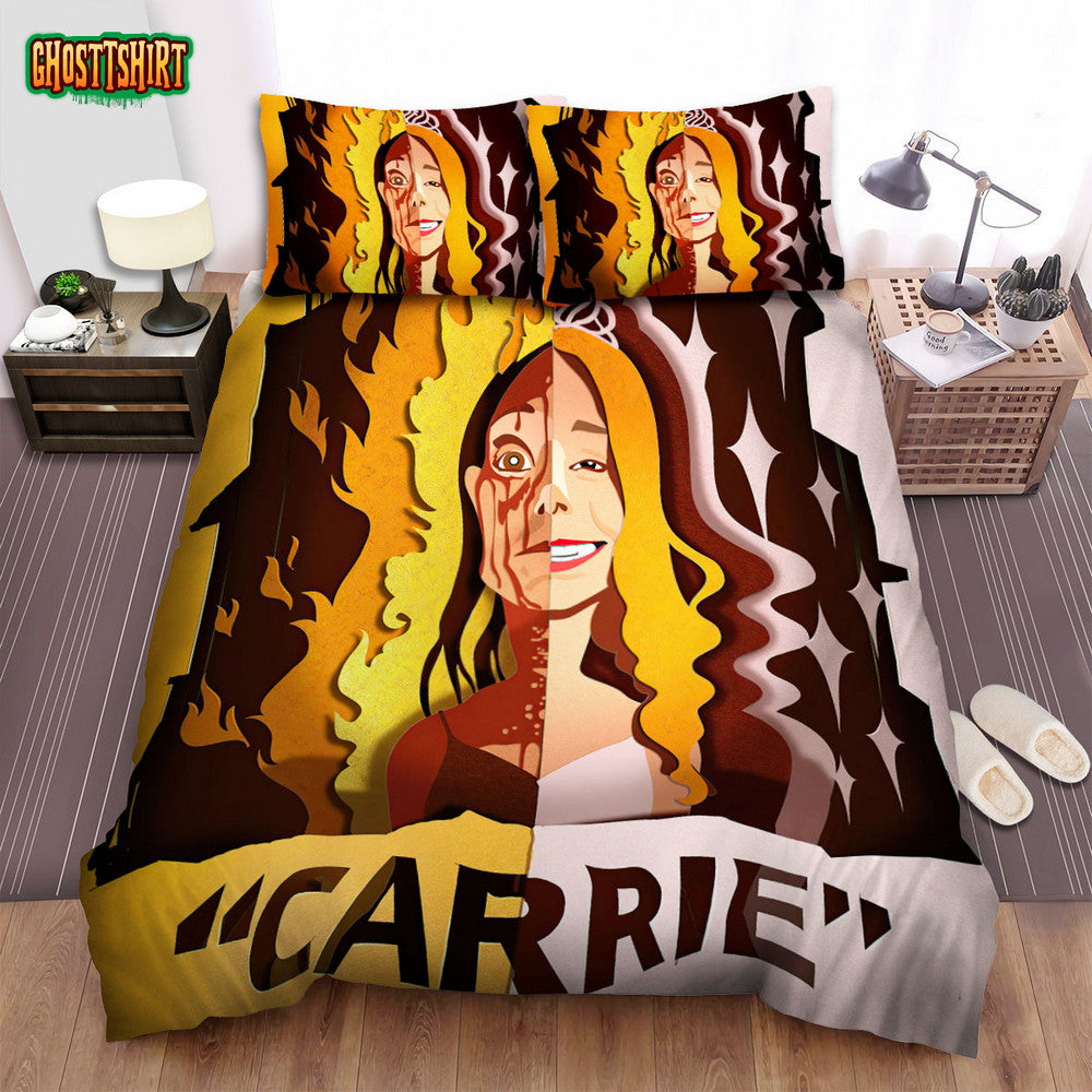 Carrie (1976) Movie Poster Fanart 3 Bed Sheets Spread Comforter Duvet Cover Bedding Set
