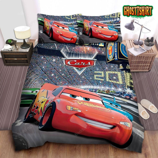 Cars, Mcqueen Leading Bed Sheets Duvet Cover Bedding Set