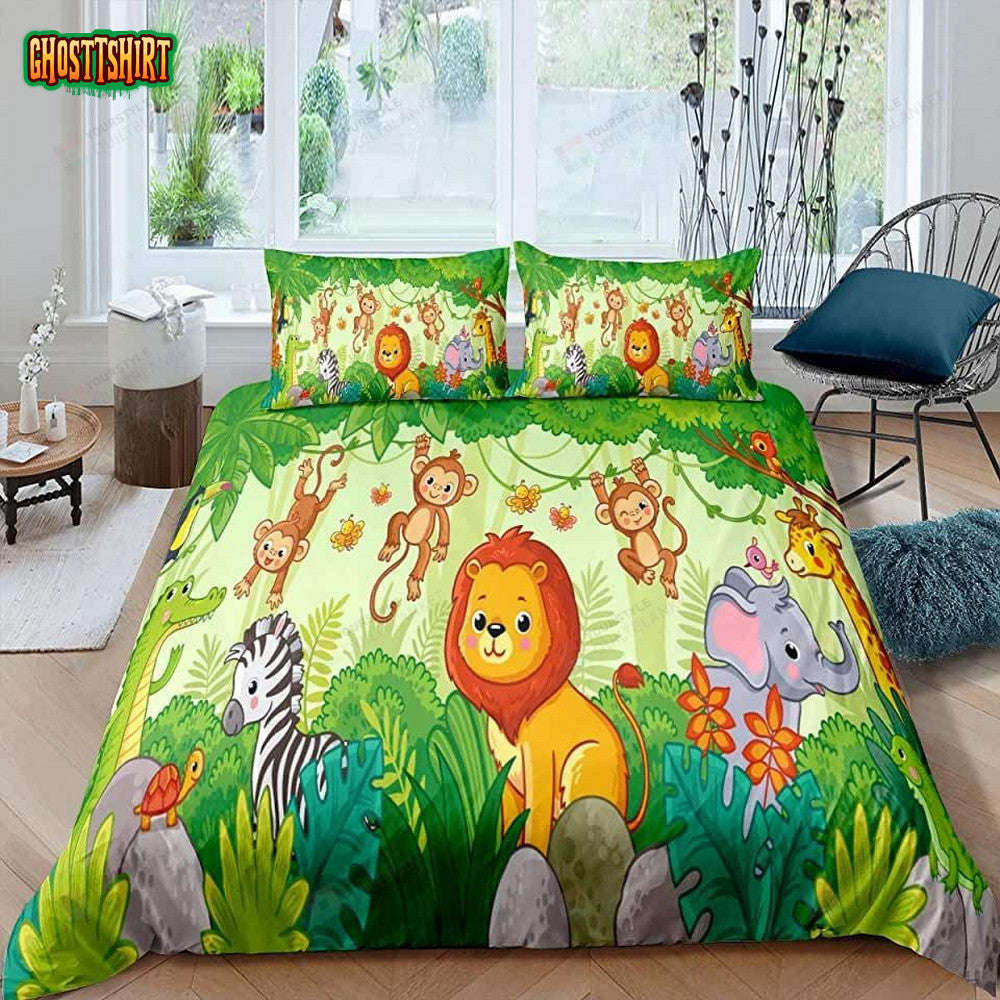 Cartoon Animals Pattern Bed Sheets Duvet Cover Bedding Set