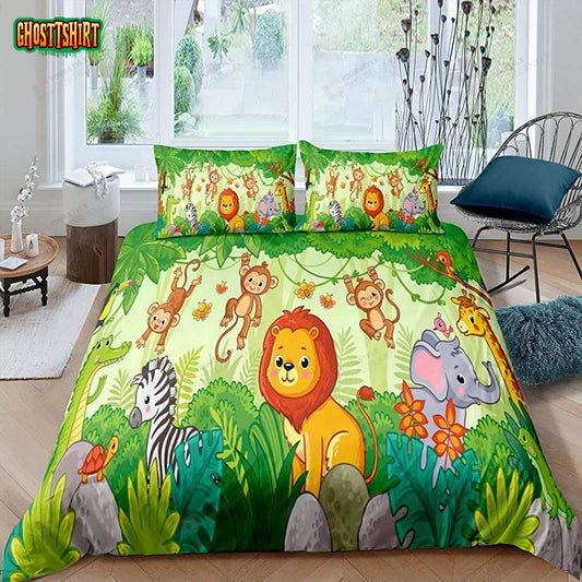 Cartoon Animals Pattern Bed Sheets Duvet Cover Bedding Set