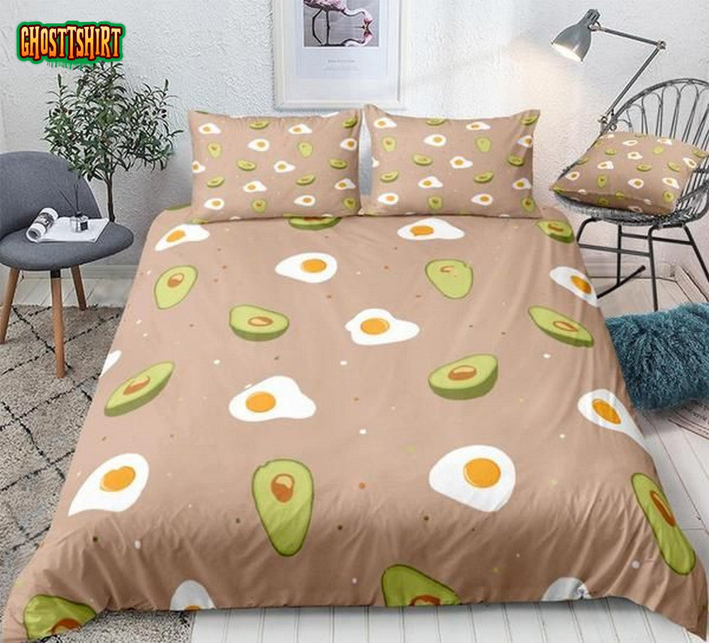 Cartoon Avocado Cotton Bed Sheets Spread Comforter Duvet Cover Bedding Set