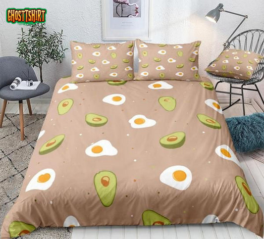 Cartoon Avocado Cotton Bed Sheets Spread Comforter Duvet Cover Bedding Set