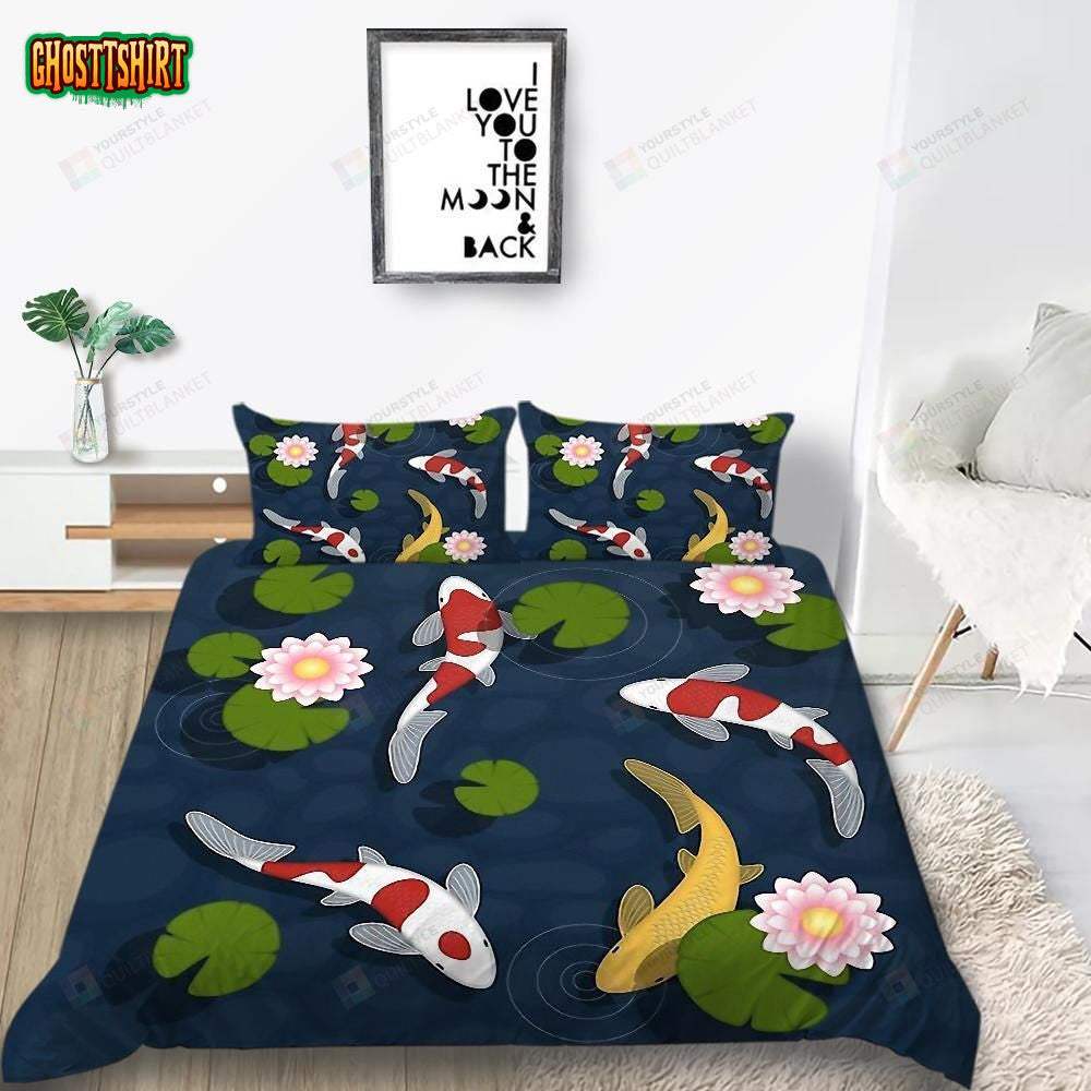 Cartoon Colorful Koi Bed Sheets Duvet Cover Bedding Set