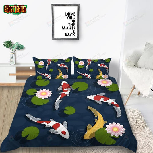 Cartoon Colorful Koi Bed Sheets Duvet Cover Bedding Set