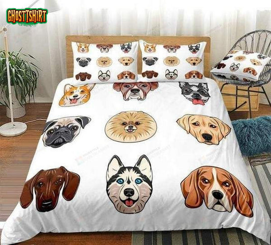 Cartoon Different Breeds Of Cute Dogs Cotton Bed Sheets Spread Comforter Duvet Cover Bedding Set