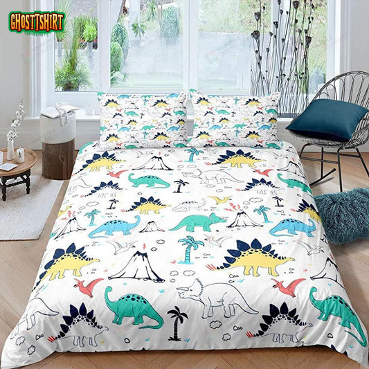Cartoon Dinosaurs Bed Sheets Duvet Cover Bedding Set Ver 1