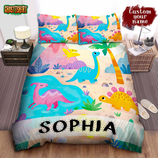 Cartoon Dinosaurs Island Bed Sheets Spread Comforter Duvet Cover Bedding Set