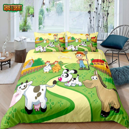 Cartoon Farm Animals Bedding Set