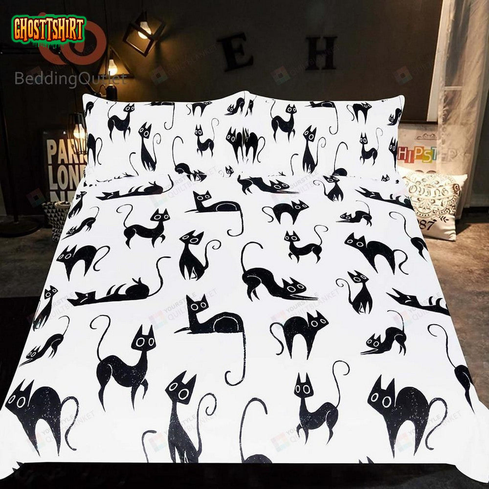 Cartoon For Kids Animalingle Et Cute Cats Print Black And White 3D Duvet Cover Bedding Set