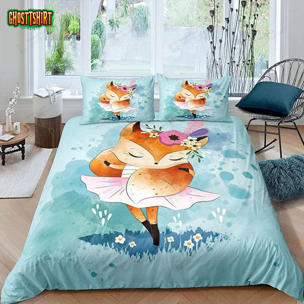 Cartoon Fox Dancing Bed Sheets Duvet Cover Bedding Set