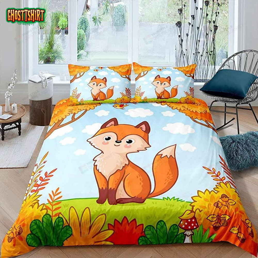 Cartoon Fox Pattern Bed Sheets Duvet Cover Bedding Set Ver 1