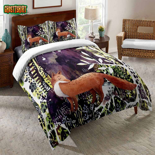 Cartoon Fox Pink Bed Sheets Duvet Cover Bedding Set