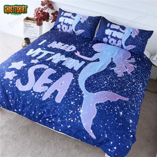 Cartoon Girls Mermaid Cotton Bed Sheets Spread Comforter Duvet Cover Bedding Set
