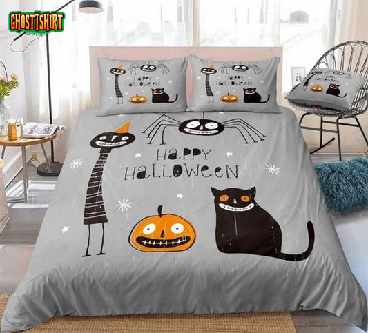 Cartoon Halloween Cotton Bed Sheets Spread Comforter Duvet Cover Bedding Set
