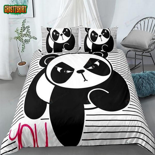Cartoon Kids Panda Cotton Bed Sheets Spread Comforter Duvet Cover Bedding Set