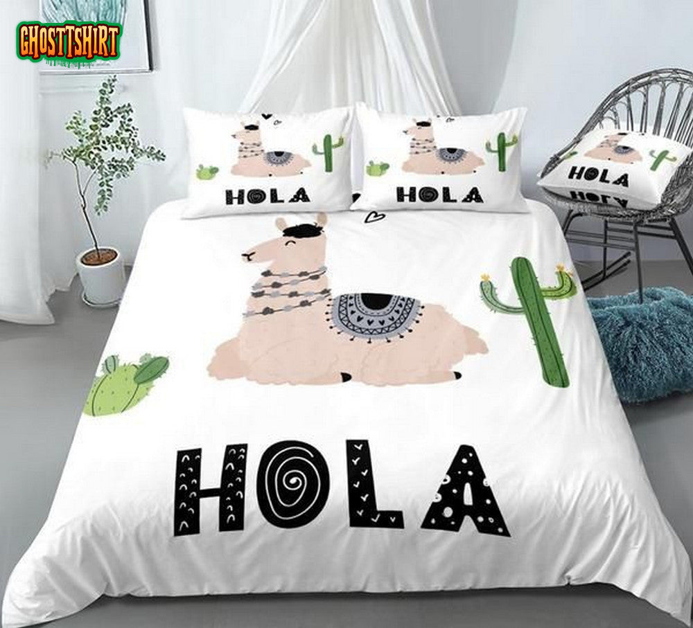 Cartoon Llama Cotton Bed Sheets Spread Comforter Duvet Cover Bedding Set
