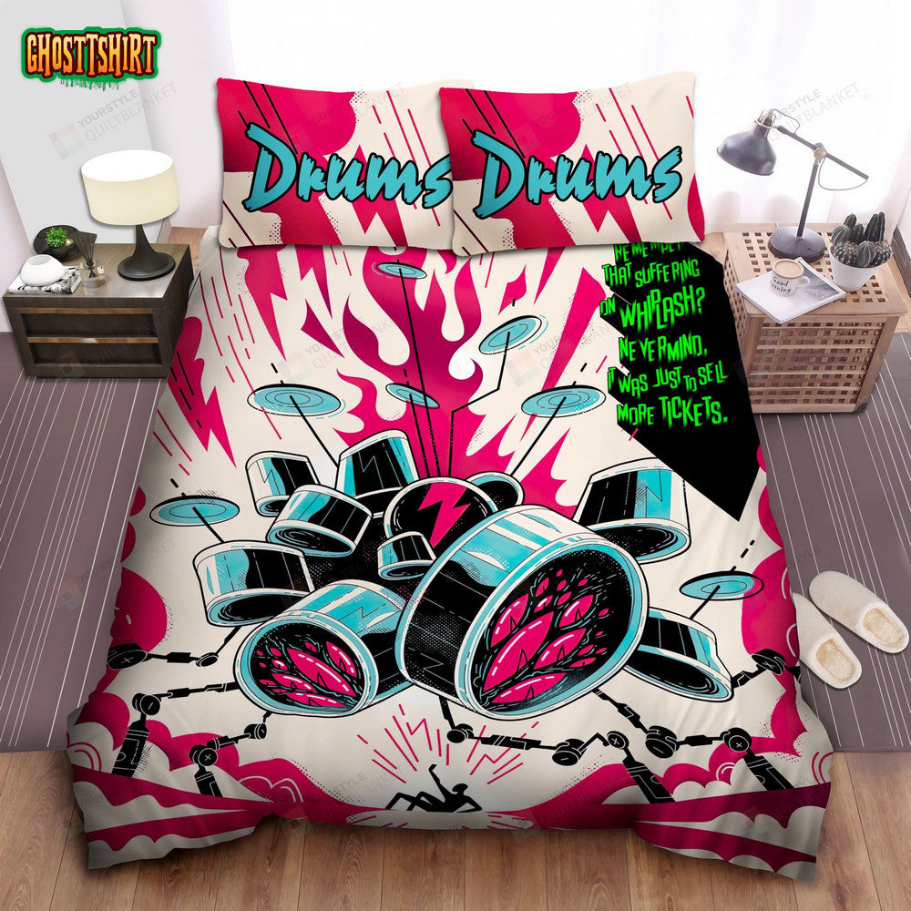 Cartoon Monster Drum Set Artwork Bed Sheets Spread Duvet Cover Bedding Set