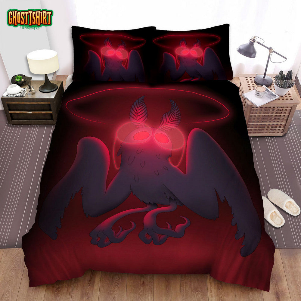 Cartoon Mothman With Red Eyes Bed Sheets Spread Duvet Cover Bedding Set