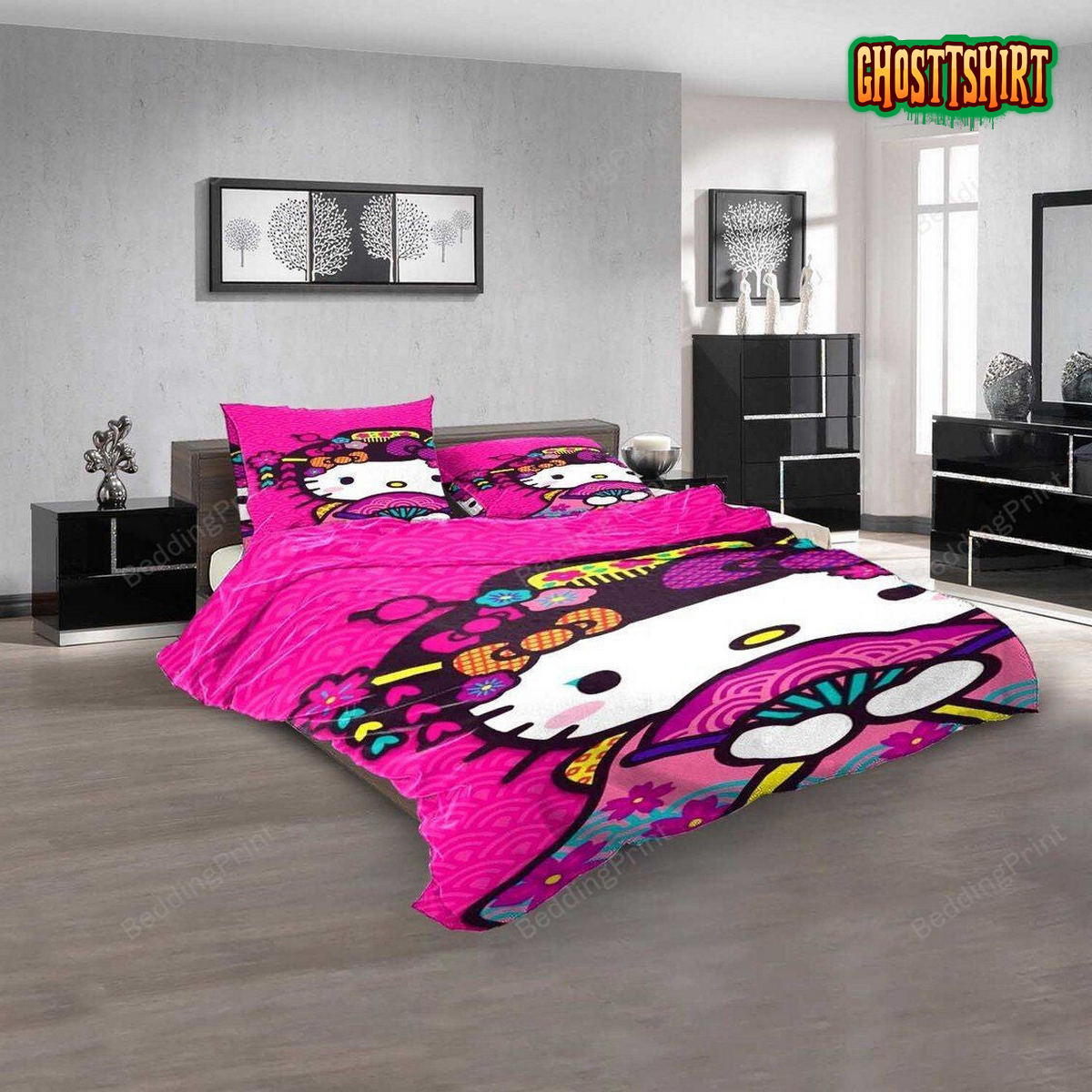 Cartoon Movies Hello Kitty'S Furry Tale Theater D 3D Bedding Set