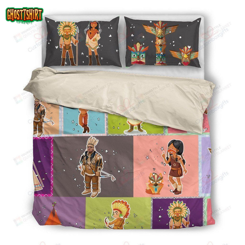 Cartoon Native American Bed Sheets Duvet Cover Bedding Set