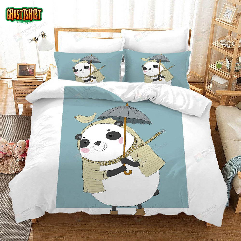 Cartoon Panda Pattern Bed Sheets Duvet Cover Bedding Set