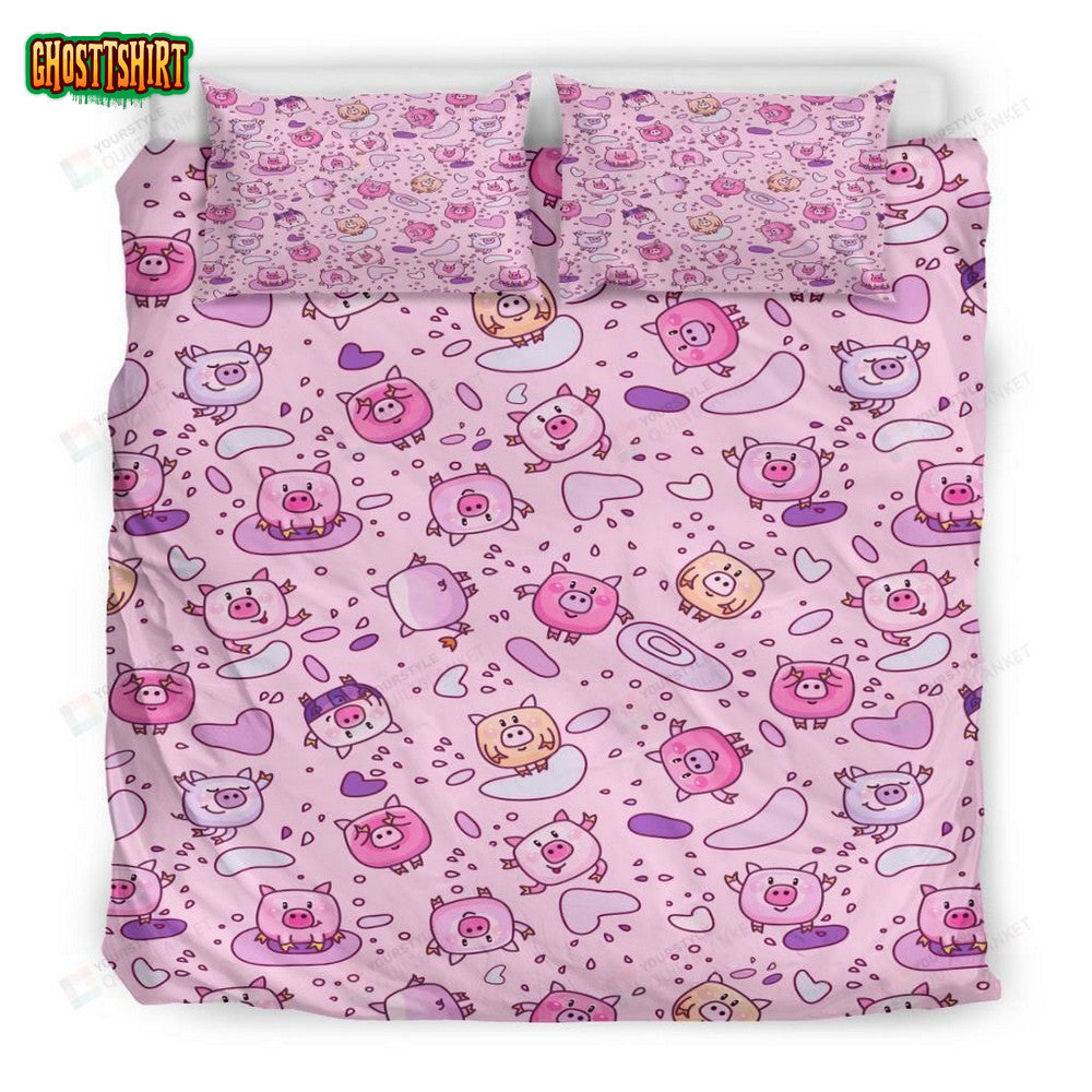 Cartoon Pig Pattern Bedding Set