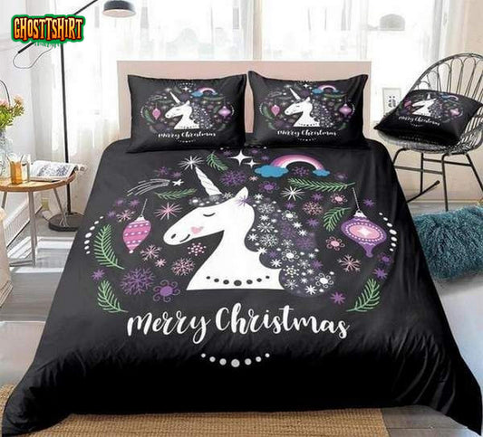Cartoon Print Unicorn Cotton Bed Sheets Spread Comforter Duvet Cover Bedding Set