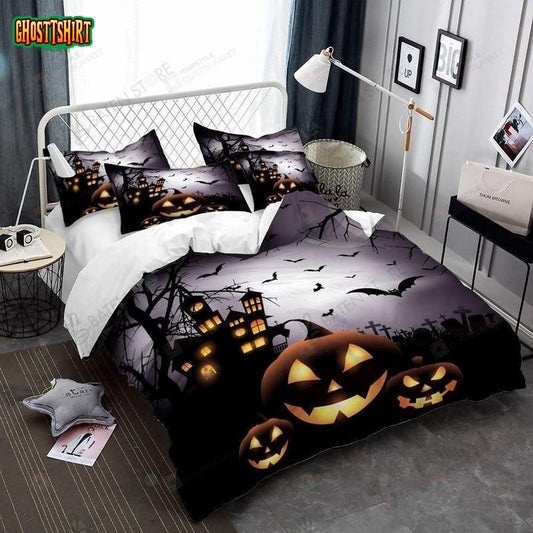Cartoon Pumpkin Halloween Night Bed Sheets Duvet Cover Bedding Set