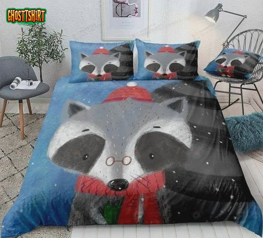 Cartoon Raccoon Bedding Set