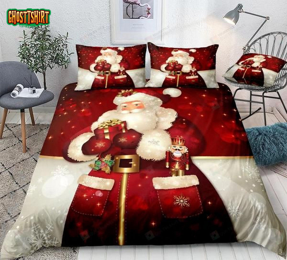Cartoon Santa Claus Cotton Bed Sheets Spread Comforter Duvet Cover Bedding Set